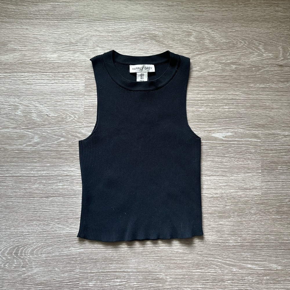 Black Ribbed Muscle Tee